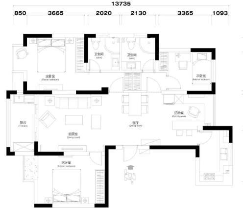 110平简约装修多少钱？25万整装三室混搭风装修
